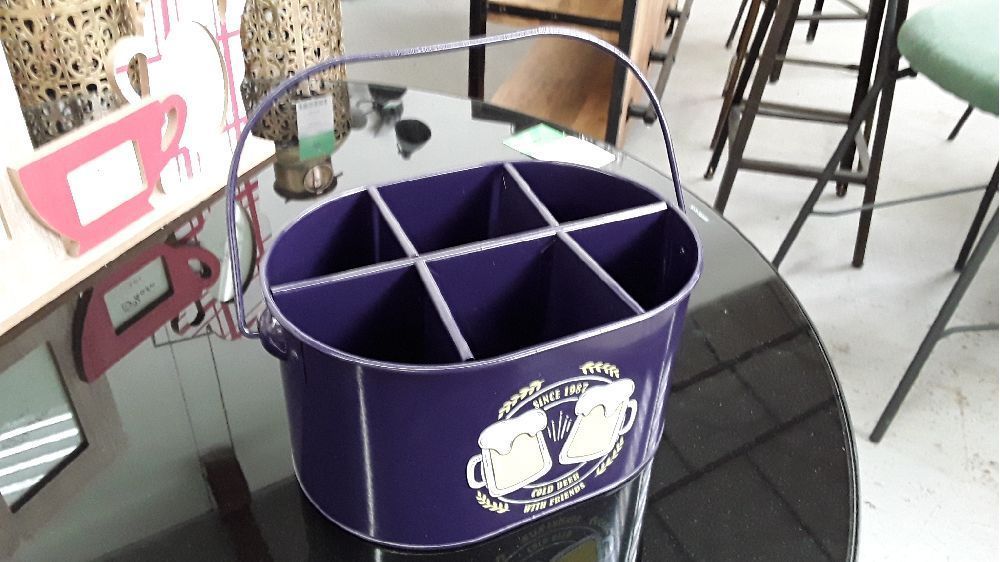 Seau metal 27*17.5*13 bleu marine