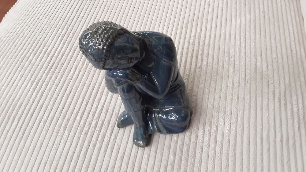 Bouddha ceram assis bleu