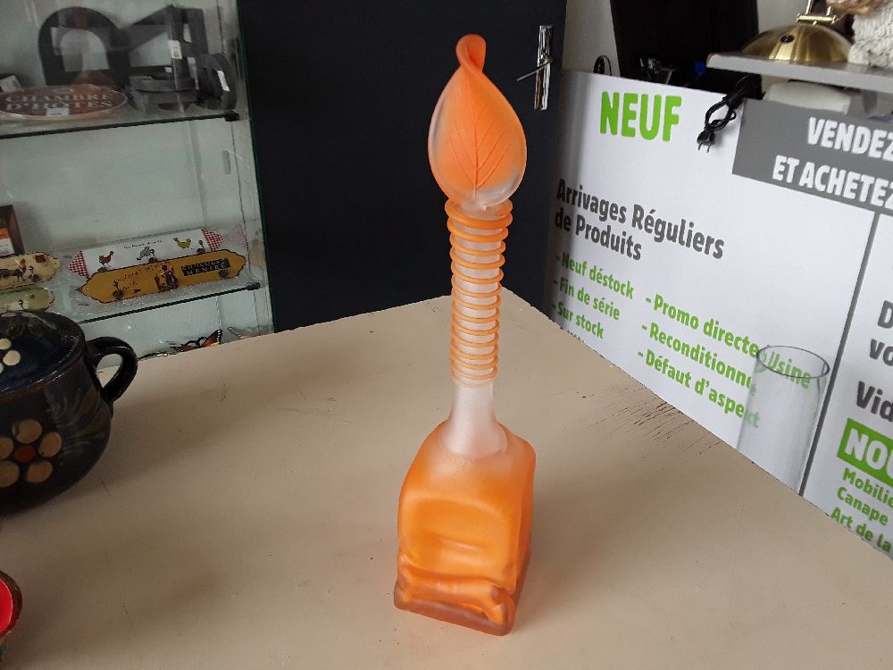 Vase pate de verre orange