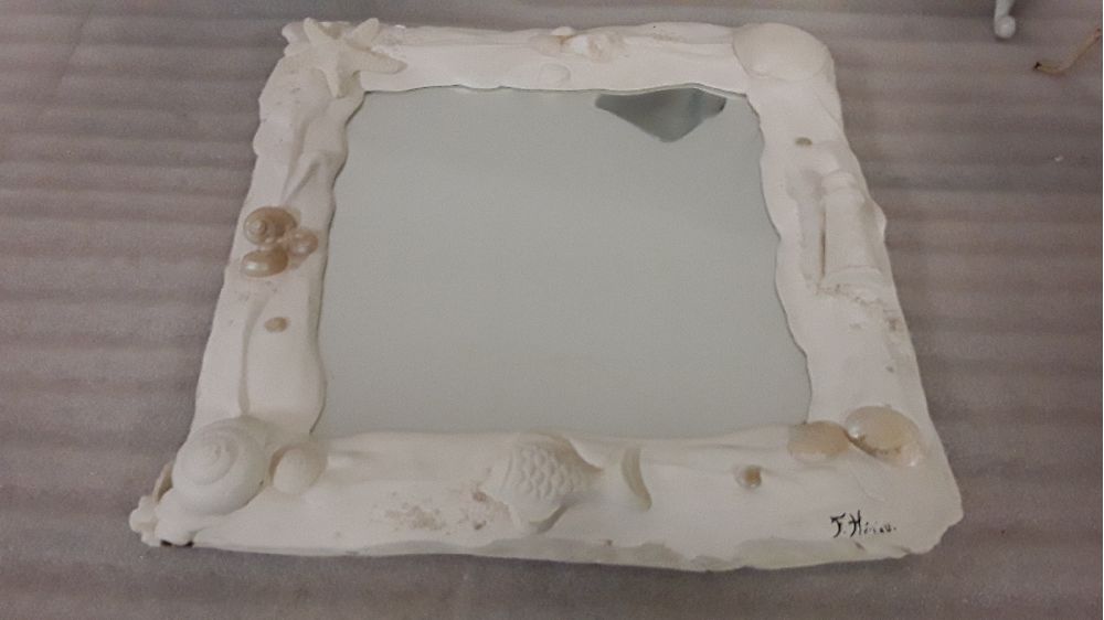 Miroir deco mer blanc signé