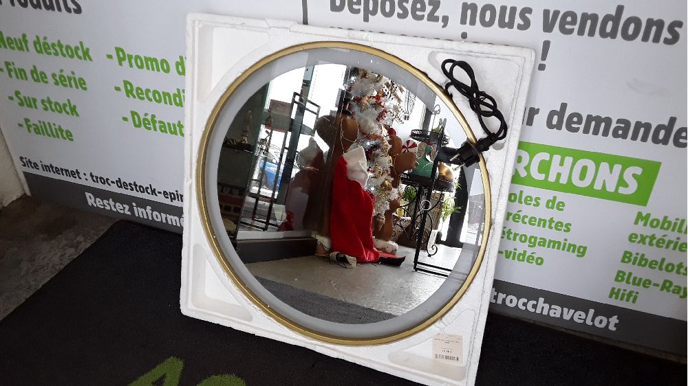 Miroir rond doré lumière