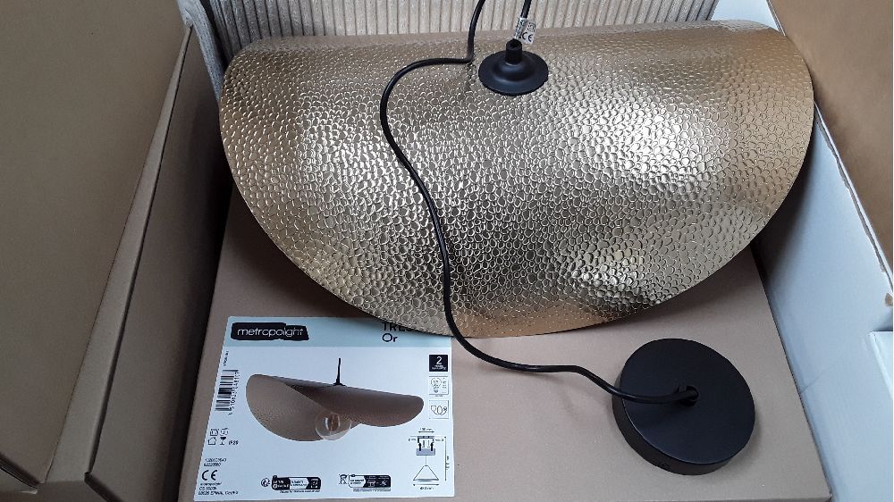 Suspension tresor acier, or, diam.48 cm, e27 / destock
