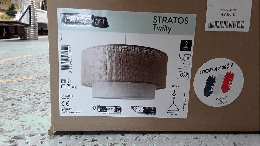 Suspension twilly , diam.38 cm, e27 / destock
