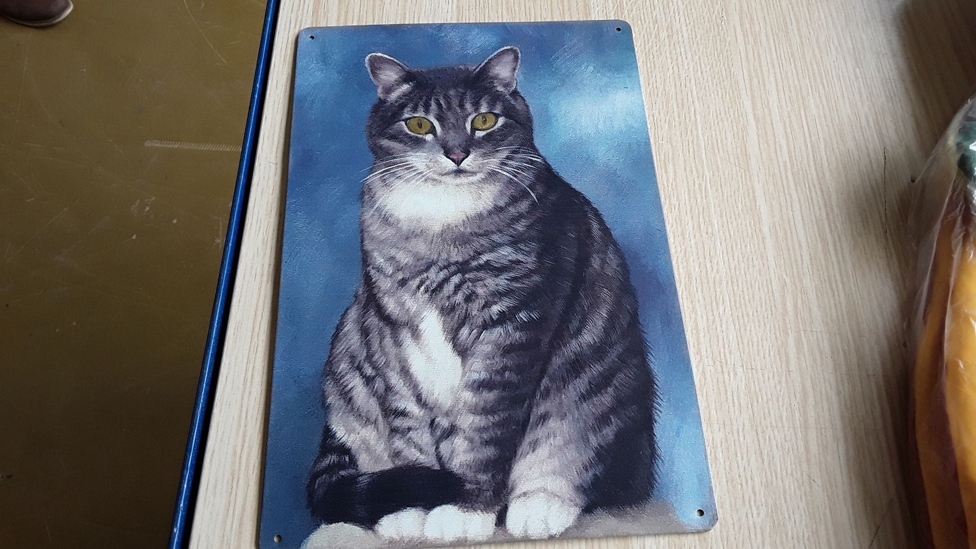 Plaque métal chat