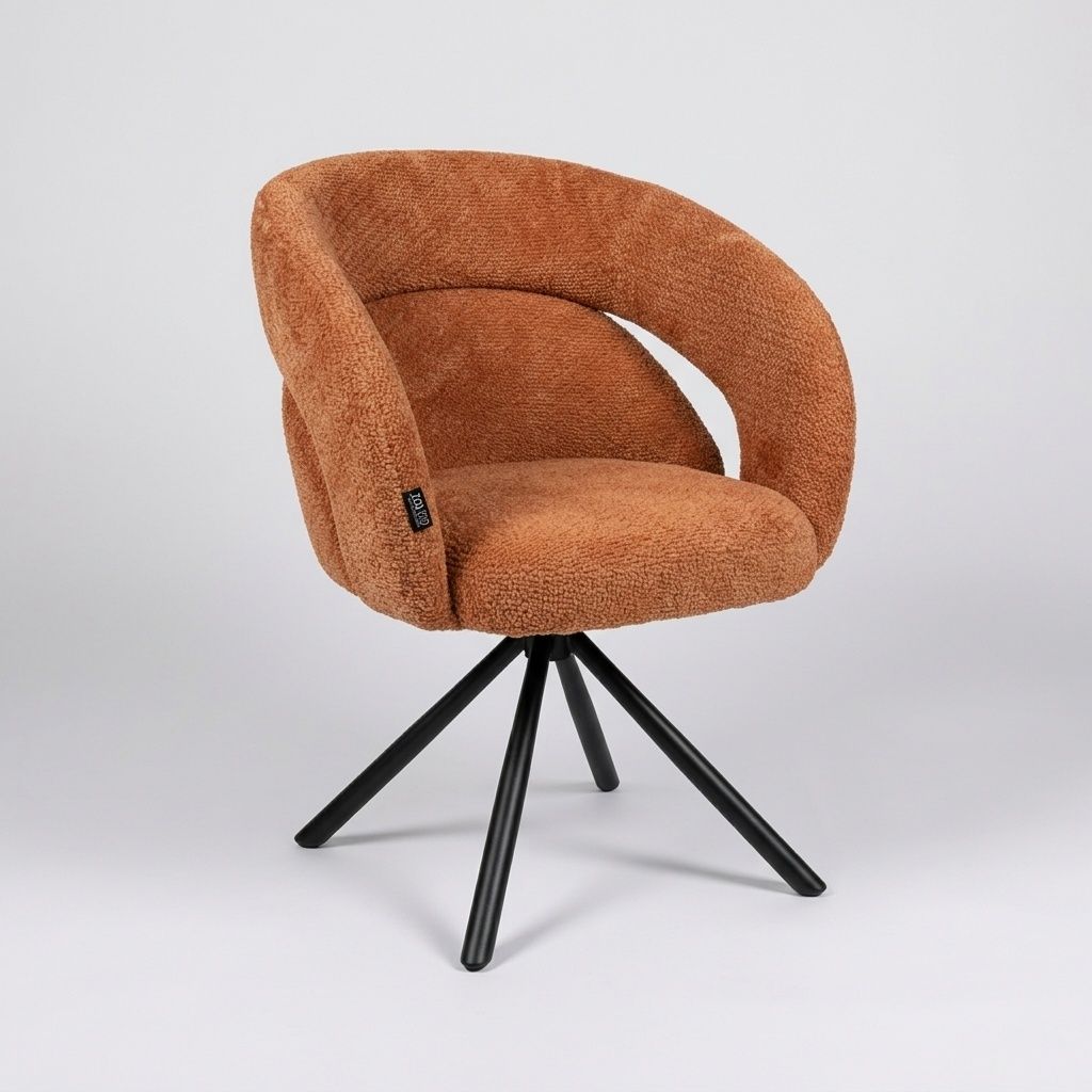 Chaise emani pivotante 180°tissu terracotta 625x605x825x490