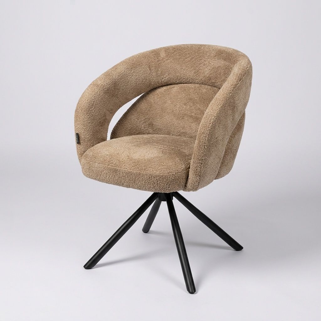 Chaise emani pivotante 180° tissu marron 625x605x825x490