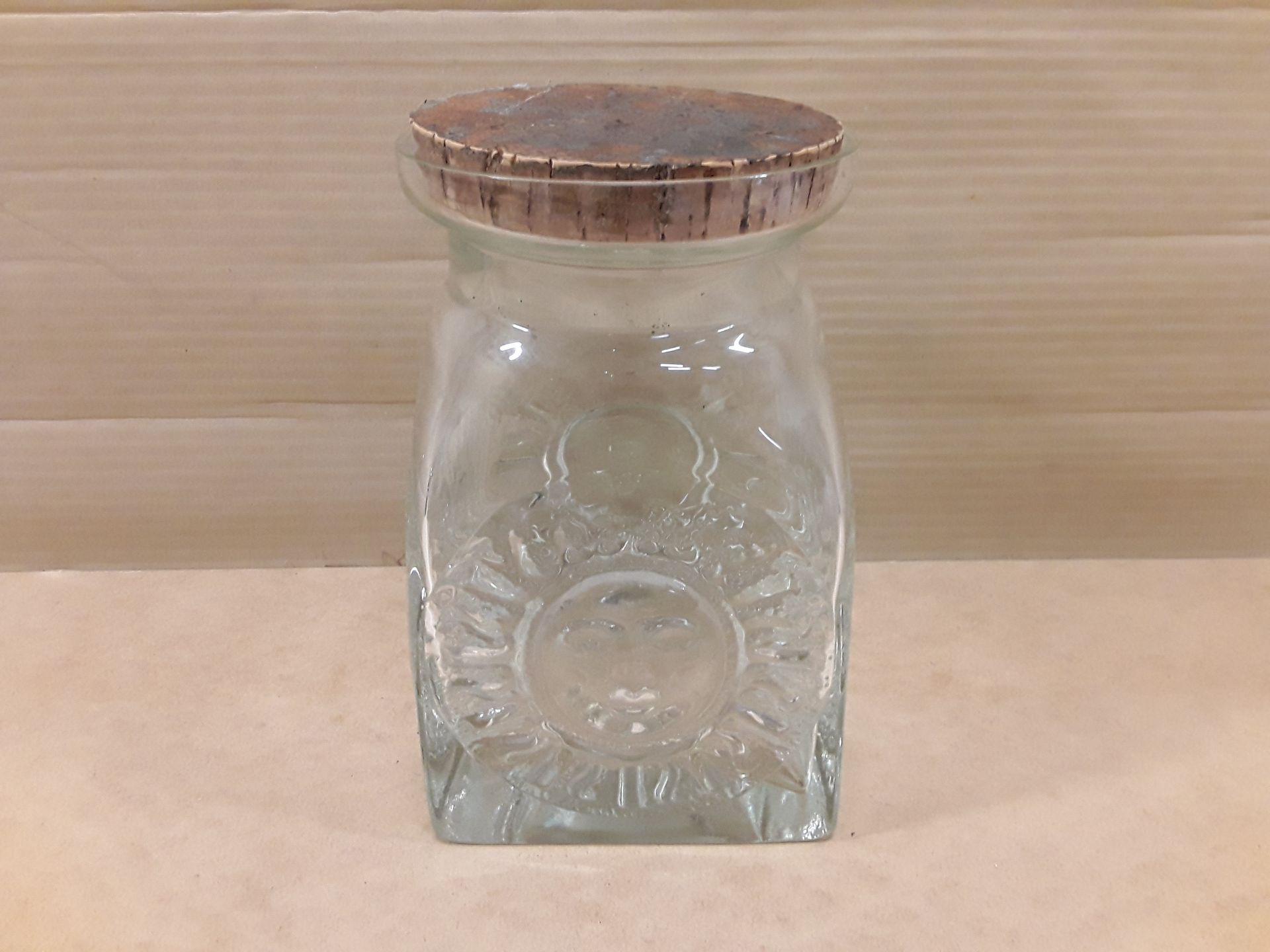 Gros pot verre avec couvercle en liege